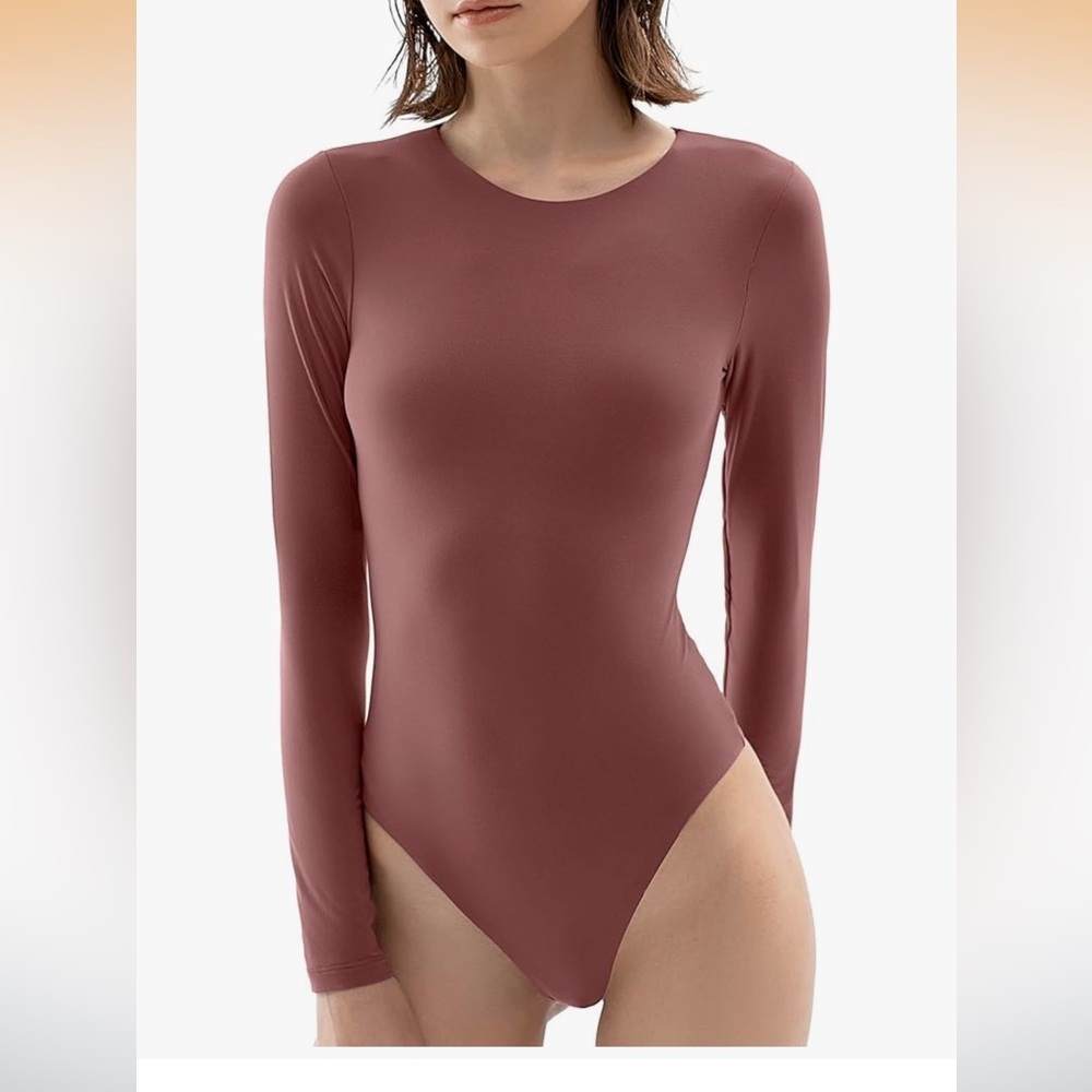Nwt PUMIEY Women's Crew Neck Long Sleeve Bodysuit XL color-/Marsala